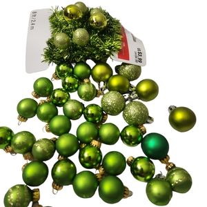 Green small Christmas balls ornaments lot of 20.
